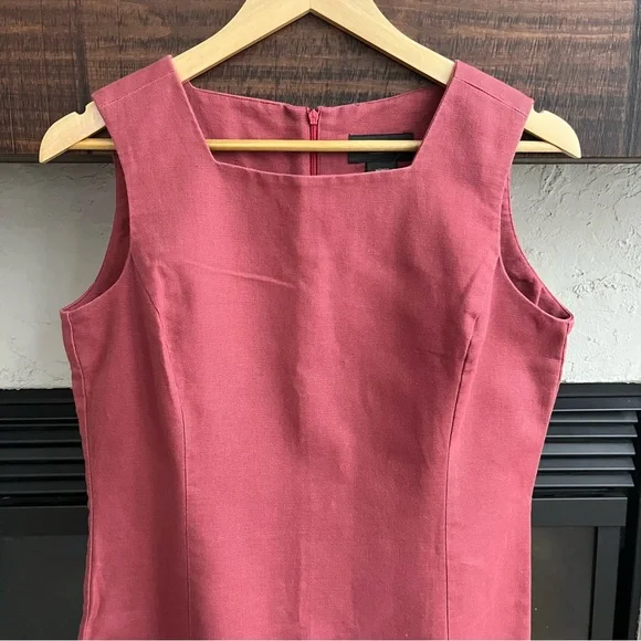 Van Heusen Cotton Linen Shift Dress Dusty Rose Preppy Coastal Minimal Size 8 - Picture 5 of 7